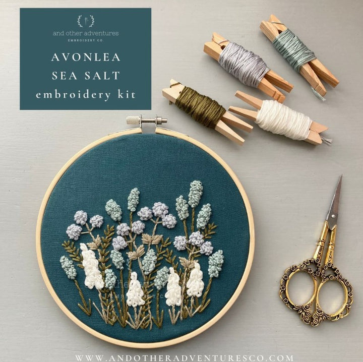 Avonlea Hand Embroidery Kit-Sea Salt