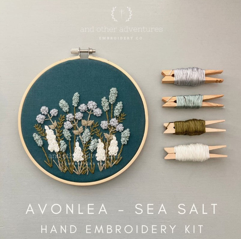 Avonlea Hand Embroidery Kit-Sea Salt