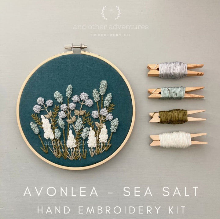 Avonlea Hand Embroidery Kit-Sea Salt