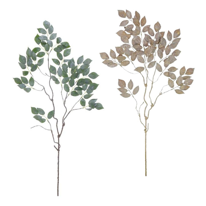 Glittered Mulberry Leaf Spray