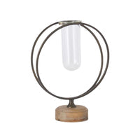 Glass Test Tube Vase in Round Metal Frame