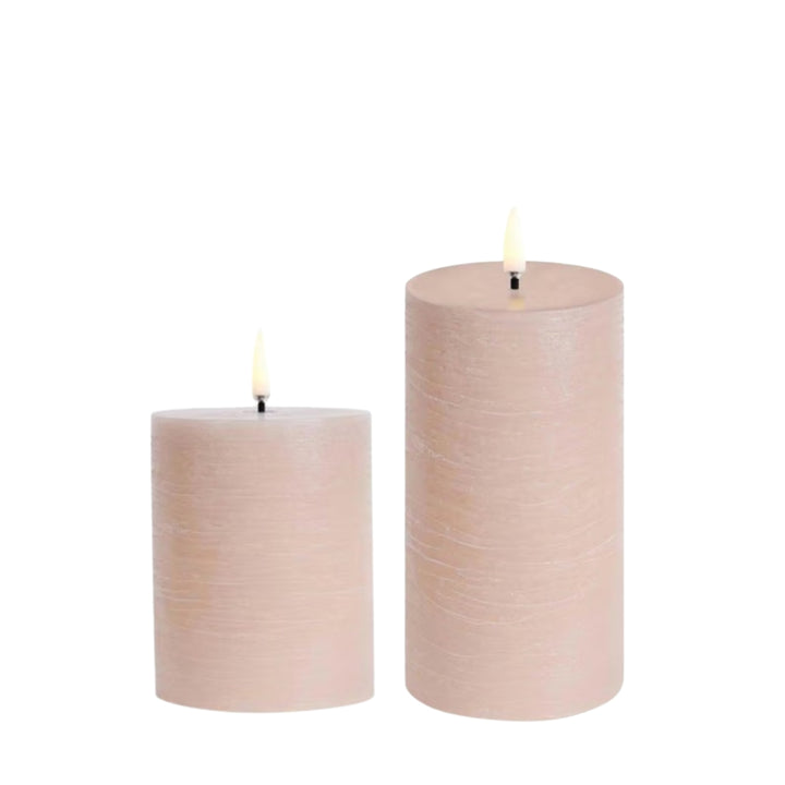 Beige Rustic LED Pillar Candles
