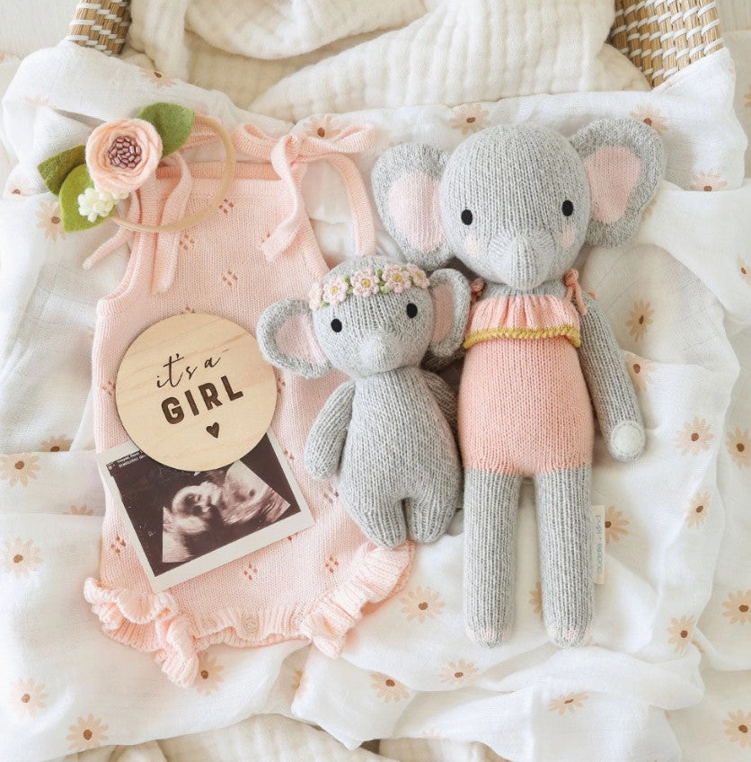 Blush Floral Baby Elephant- Cuddle+Kind