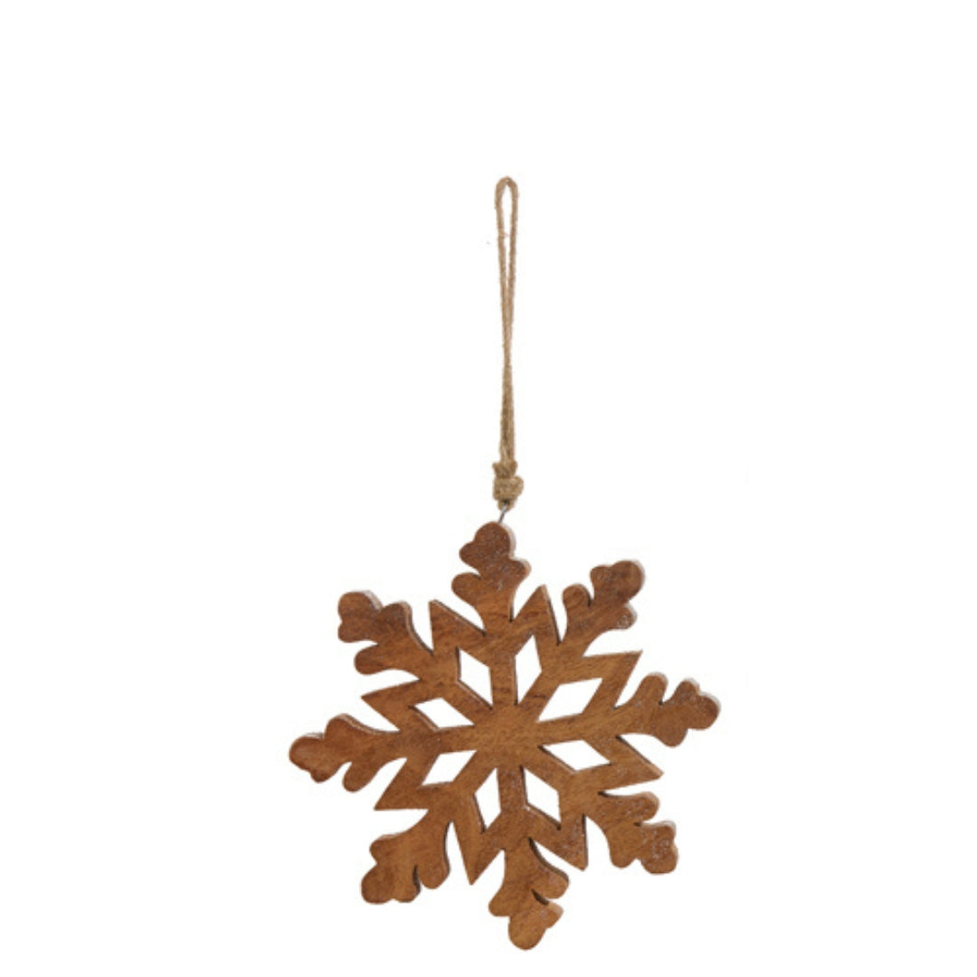 Brown Wooden Snowflake Ornaments