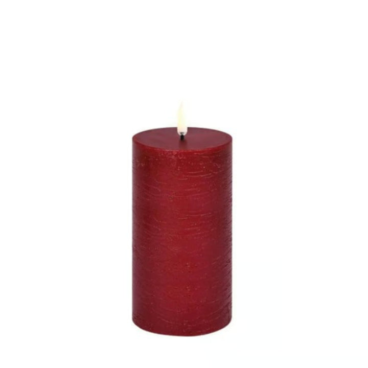 Carmine Red Rustic LED Pillar Candles