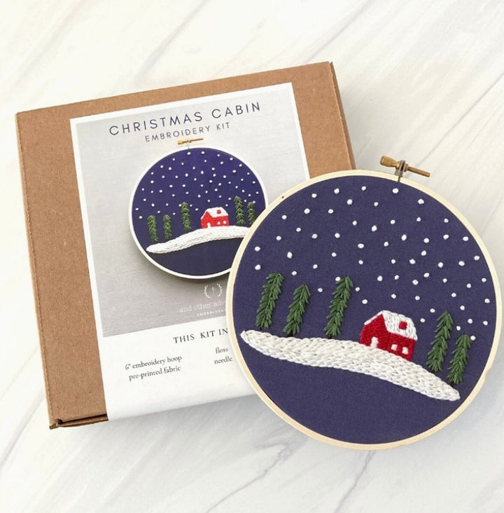 Christmas Cabin Embroidery Kit
