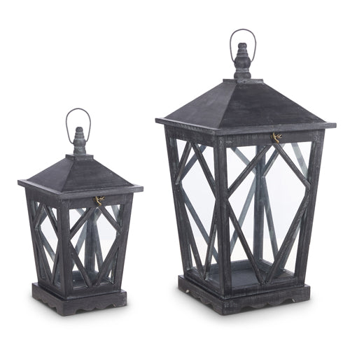 Black Washed Wooden Lanterns