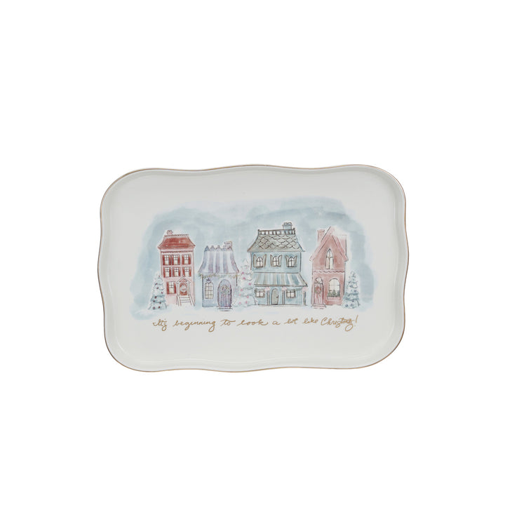 Christmas Village Stoneware Platter