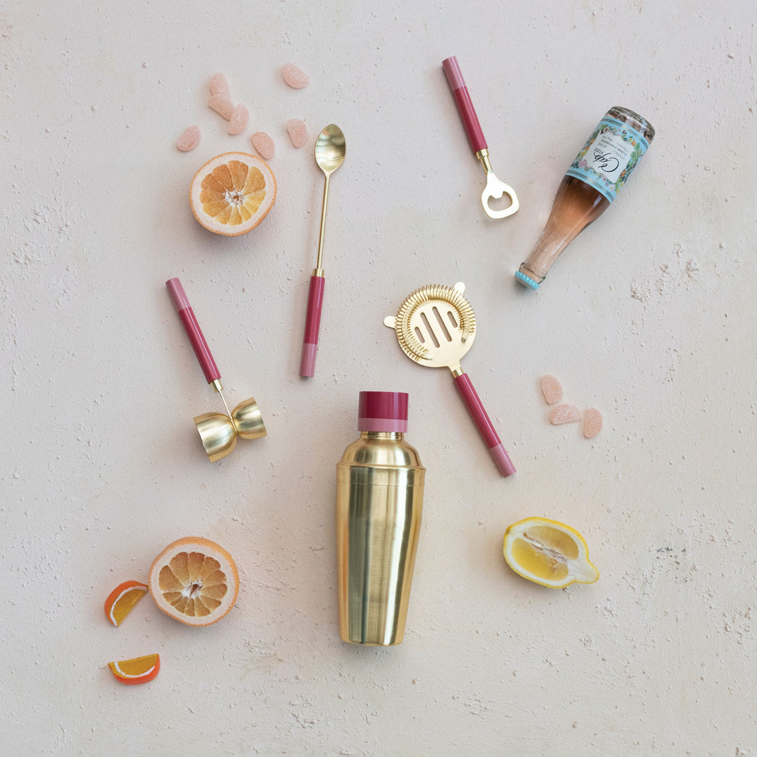 Brass & Pink Cocktail Shaker