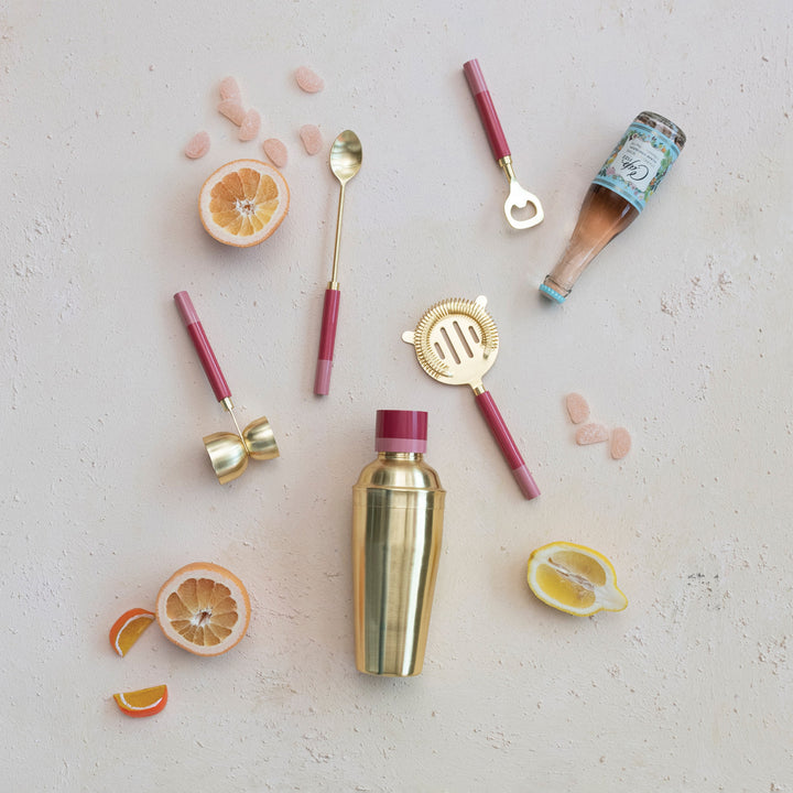 Brass & Pink Cocktail Shaker