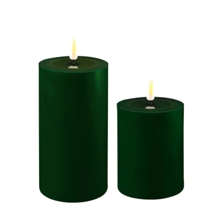 3" Dark Green LED Pillar Candles