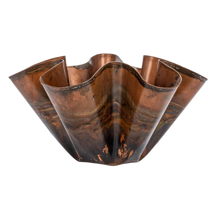 Oxidized Copper Finish Decorative Metal Ruffled Bowl – Blue Dahlia Designs