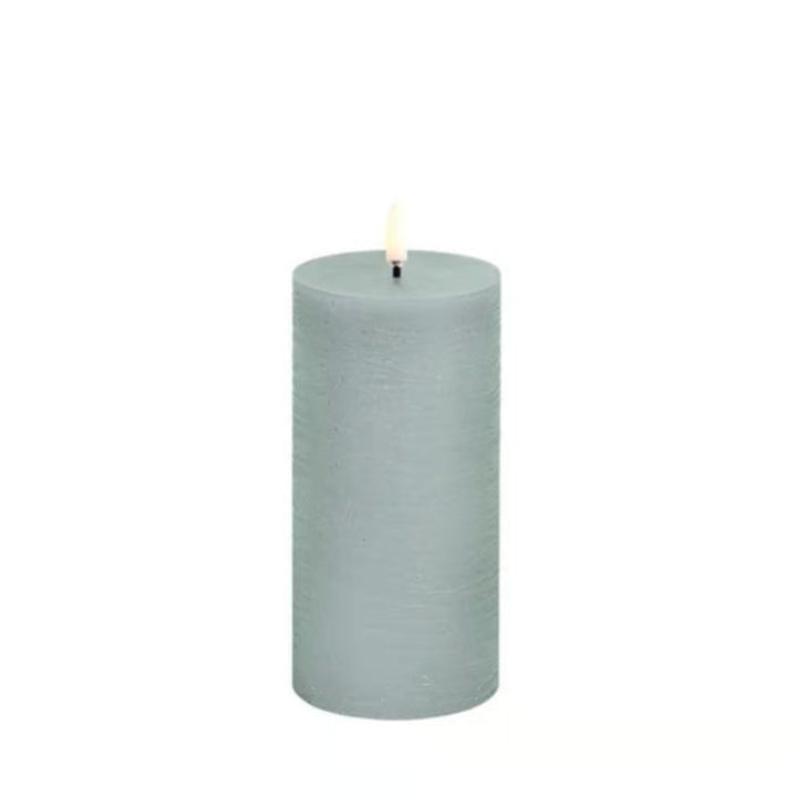 Dusty Green Rustic LED Pillar Candles