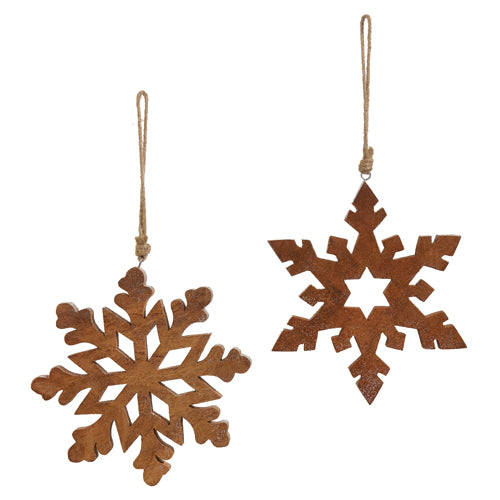 Brown Wooden Snowflake Ornaments