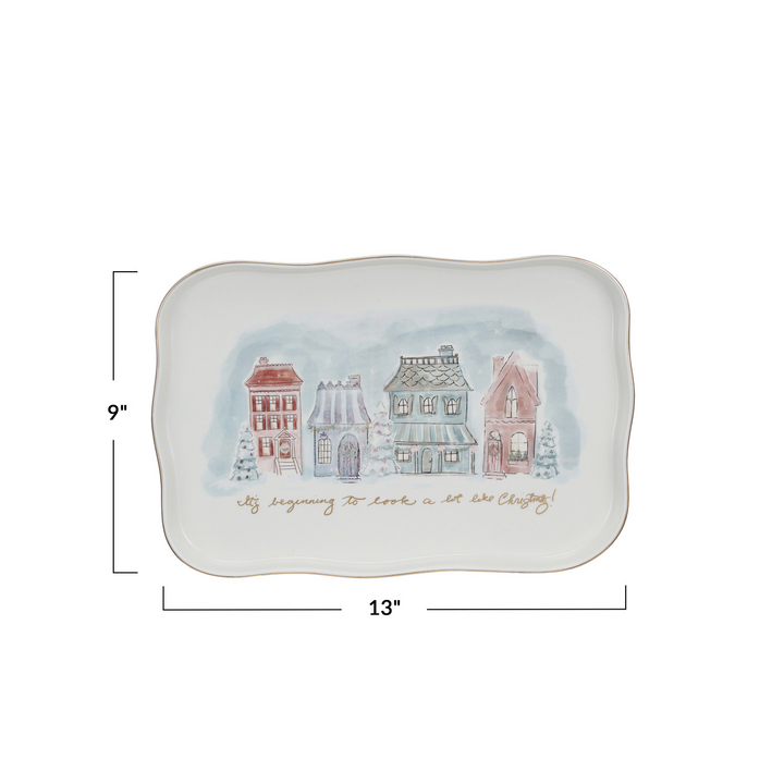 Christmas Village Stoneware Platter