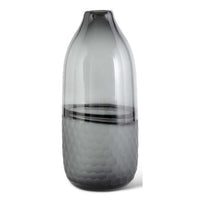 Frosted Comb Pattern Black Transparent Glass Vase