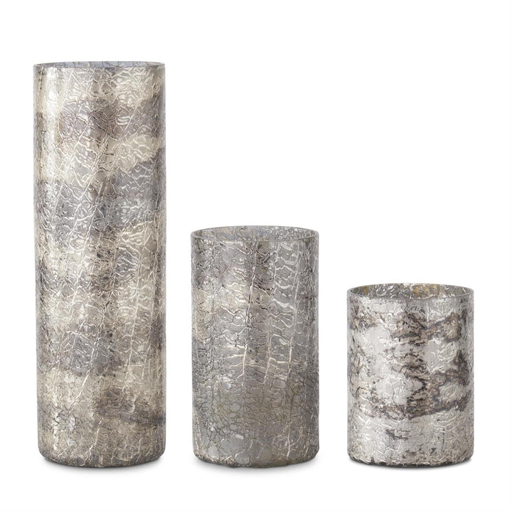 Silver Crackled Glass Vase