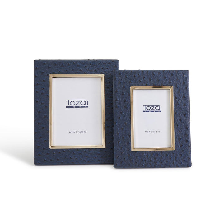 Navy Ostrich and Gold Edge Photo Frames