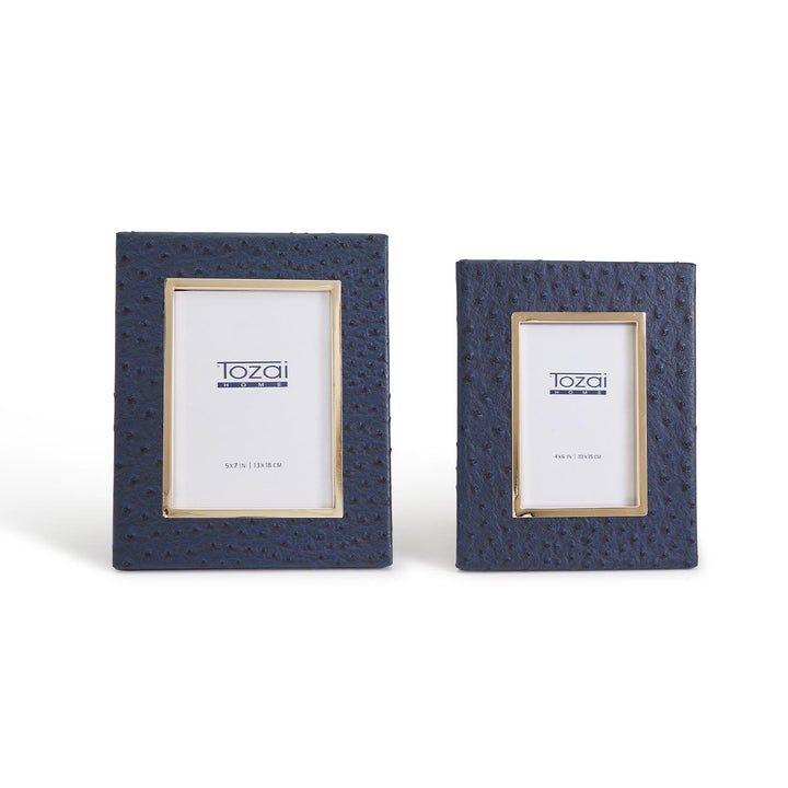 Navy Ostrich and Gold Edge Photo Frames