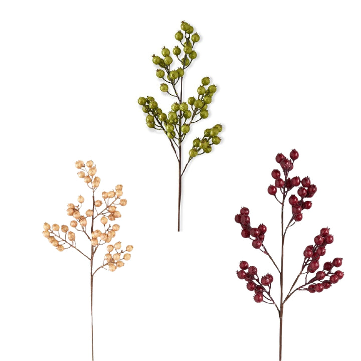 Crackle Glitter Rosehip Stem