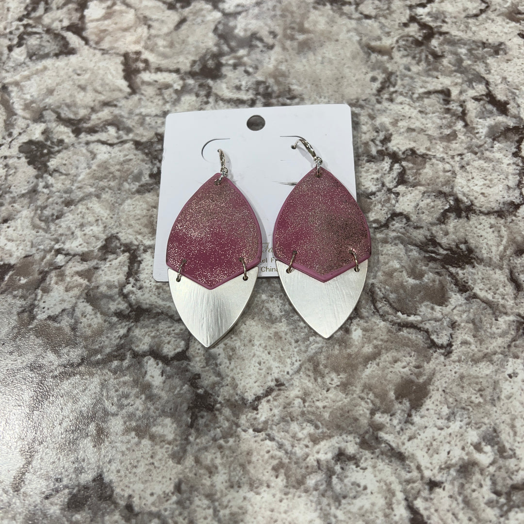 Leather & Metal Leaf Earrings