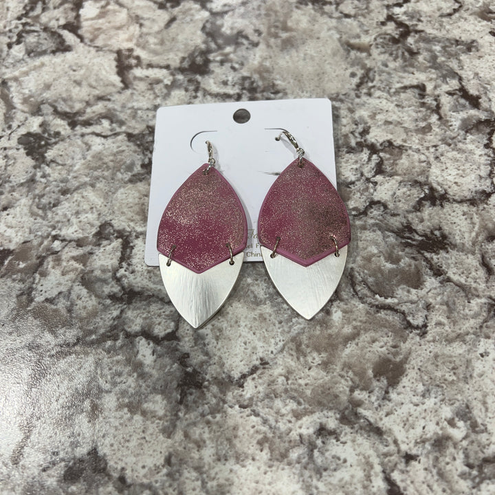 Leather & Metal Leaf Earrings