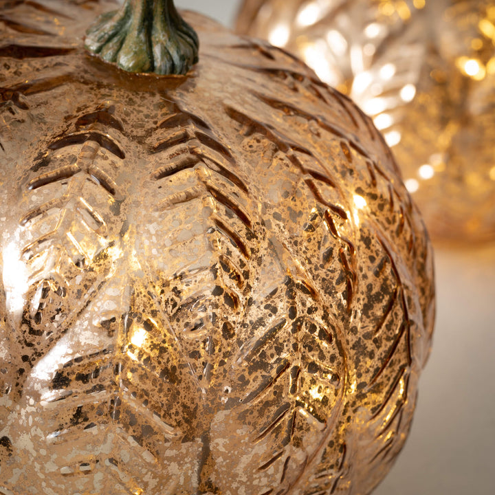 Leaf Pattern LED Light-Up Pumpkins