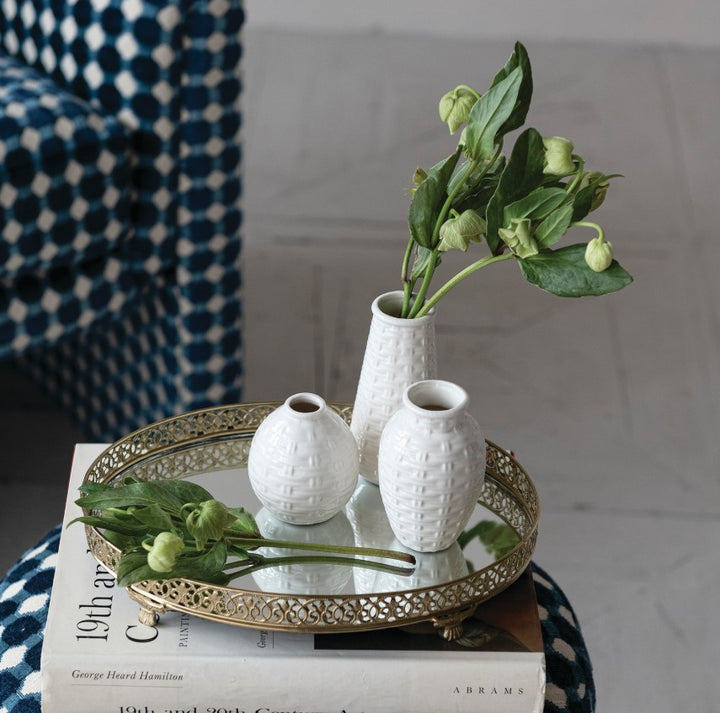 Gold Mirrored Oval Filigree Footed Tray