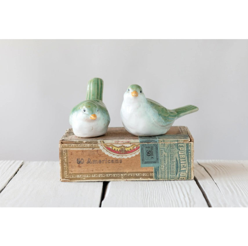 Green Stoneware Birds