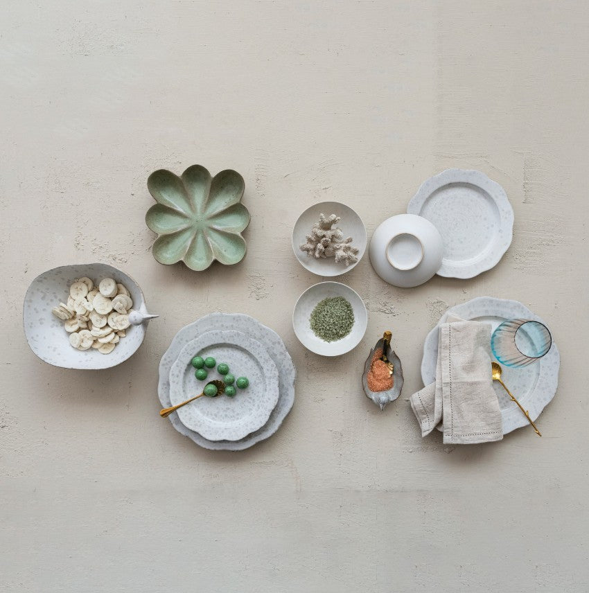 Green Stoneware Flower Shaped Dish