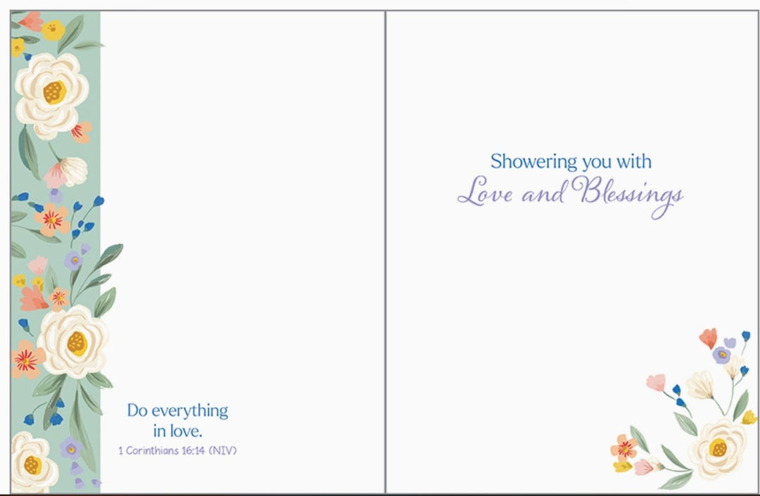 Happy Shower Greeting Card- With Scripture