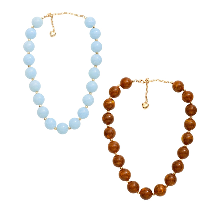 Chunky Marbled Acetate Bead Beaded Necklace