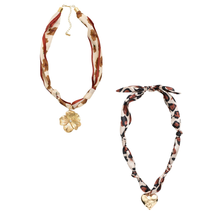 Bandana Necklaces Featuring Gold Charm