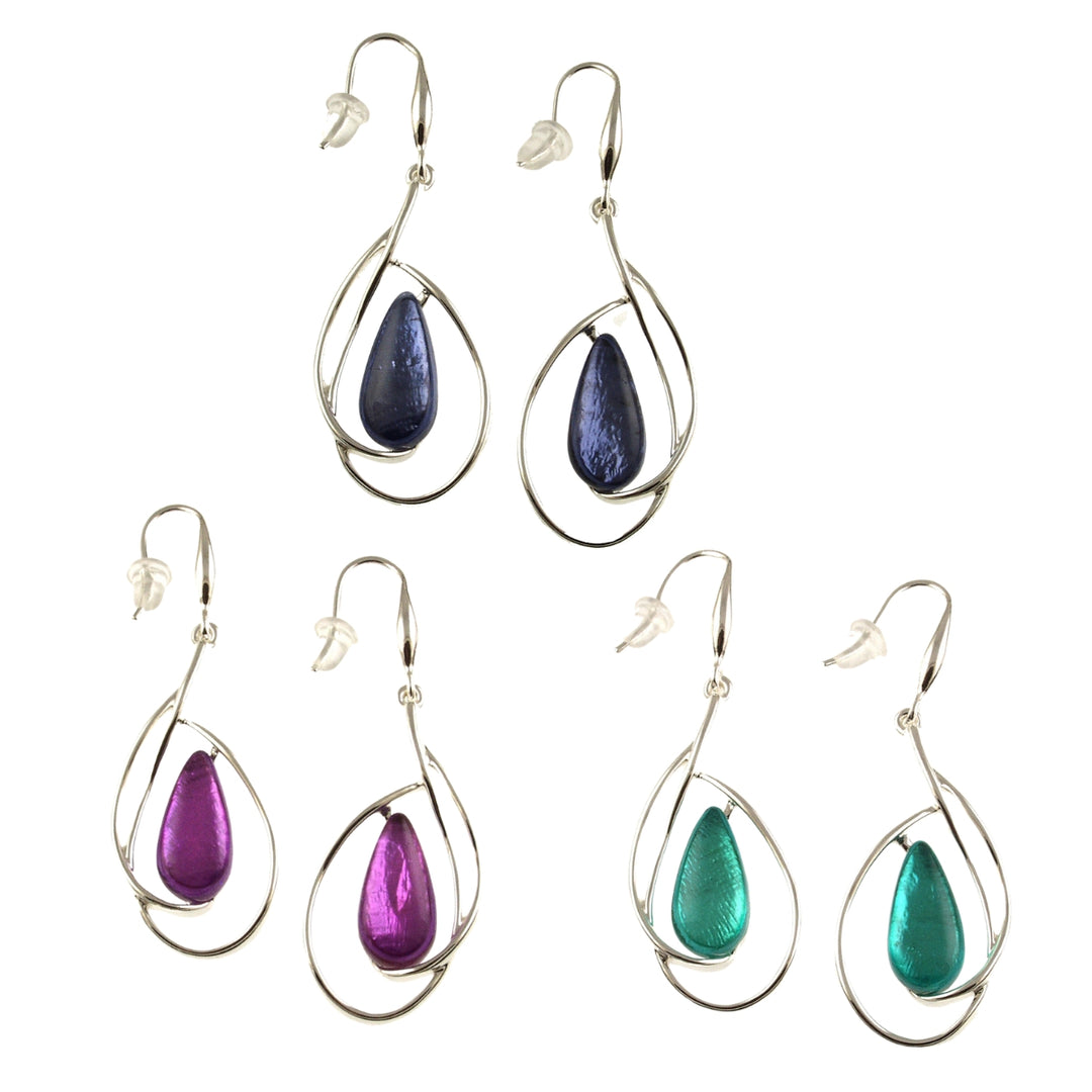 Silver Loop Stone Earrings