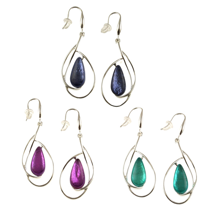 Silver Loop Stone Earrings