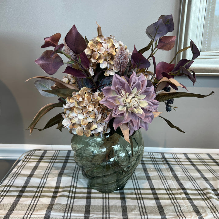 Green, Beige, & Purple Hydrangea Instant Arrangement