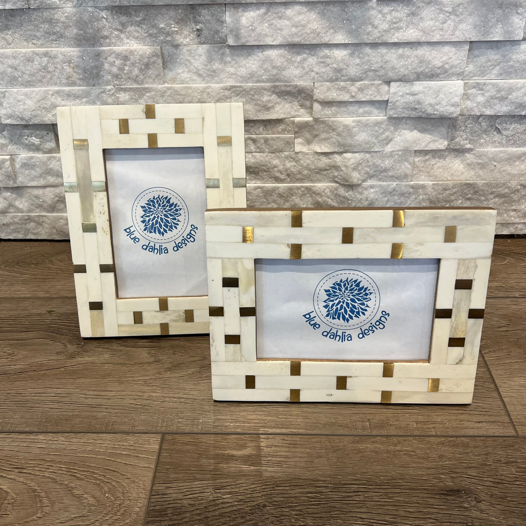 Bone and Brass Patterned Picture Frames