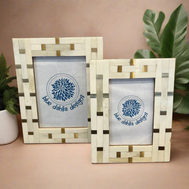 Bone and Brass Patterned Picture Frames