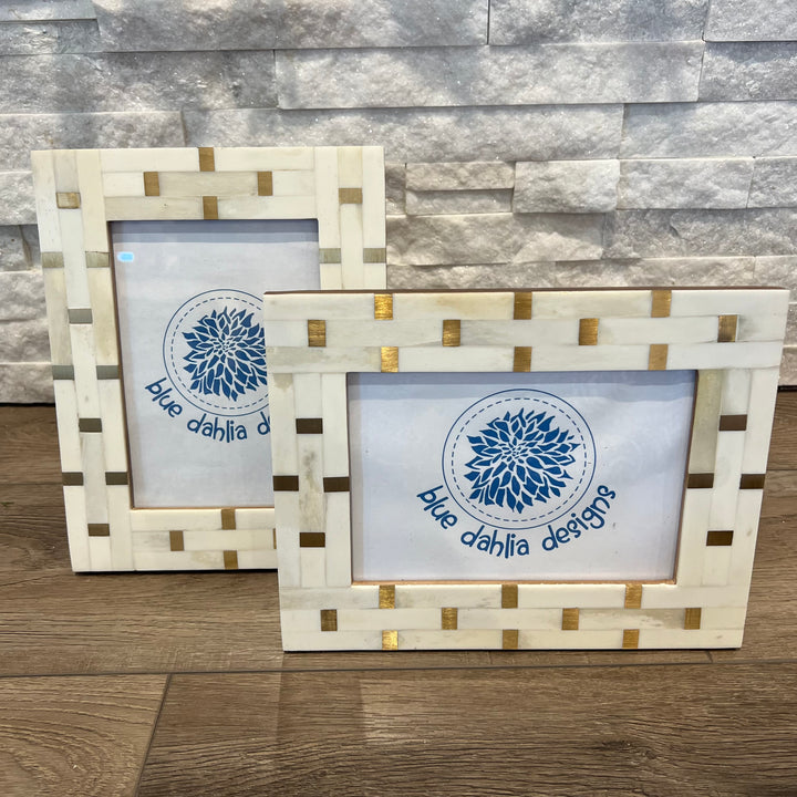 Bone and Brass Patterned Picture Frames