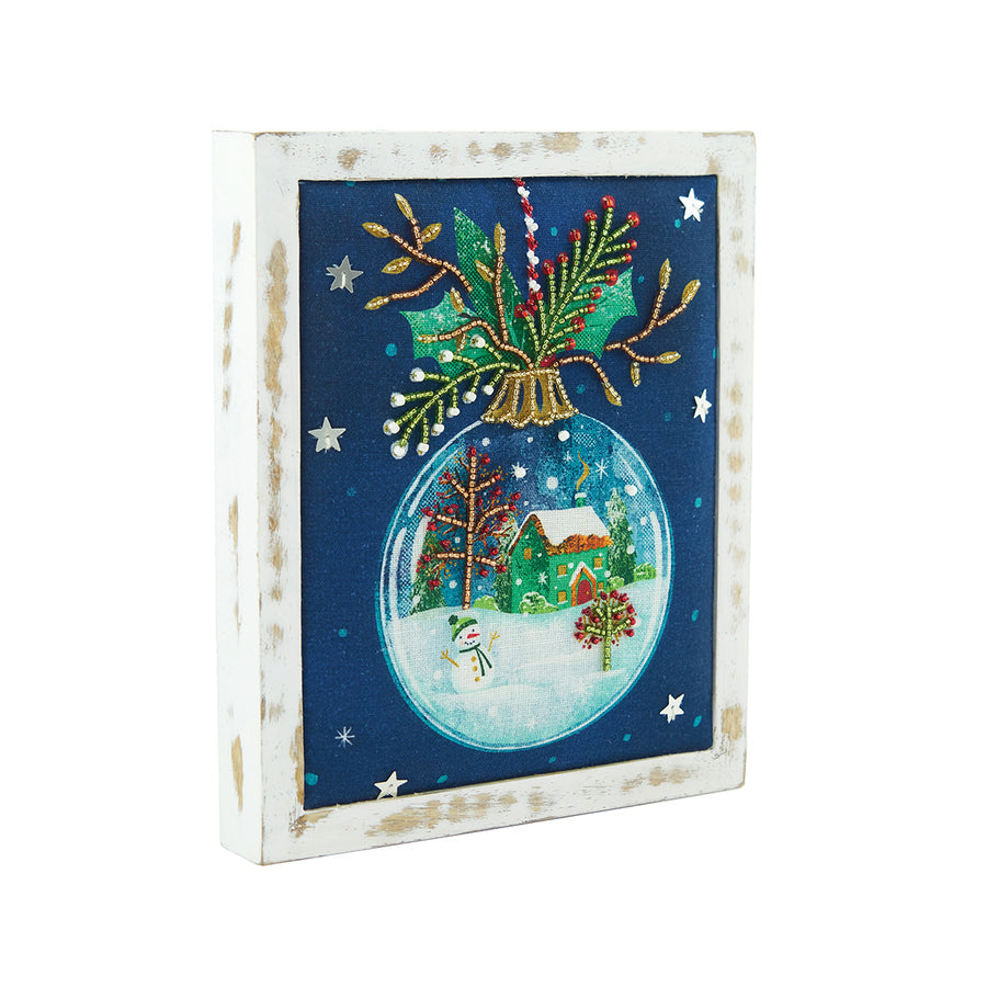 Embellished Snow Globe Ornament Scene Shelf Sitter