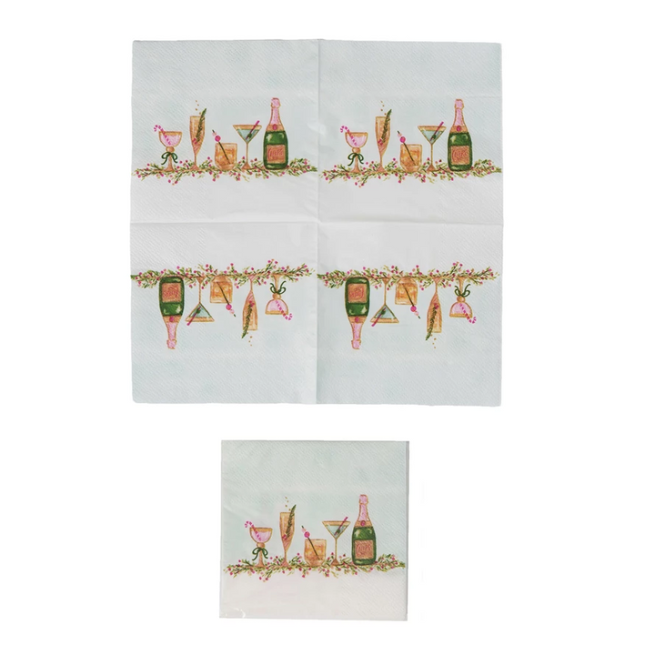 Holiday Cocktail Themed Paper Cocktail Napkins