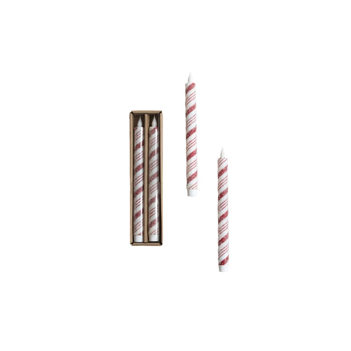 Peppermint Stick Flameless LED Taper Candle