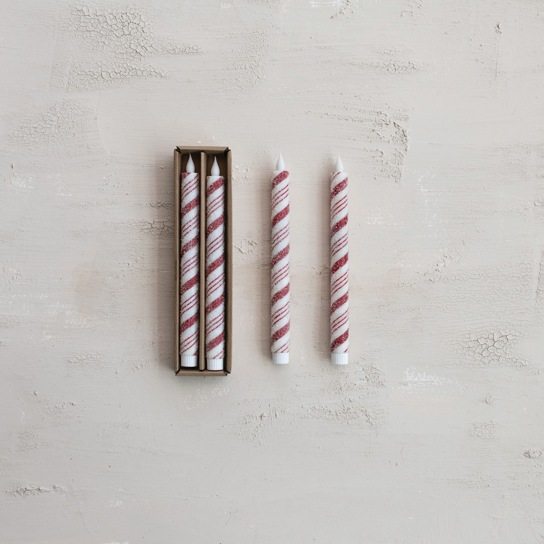 Peppermint Stick Flameless LED Taper Candle
