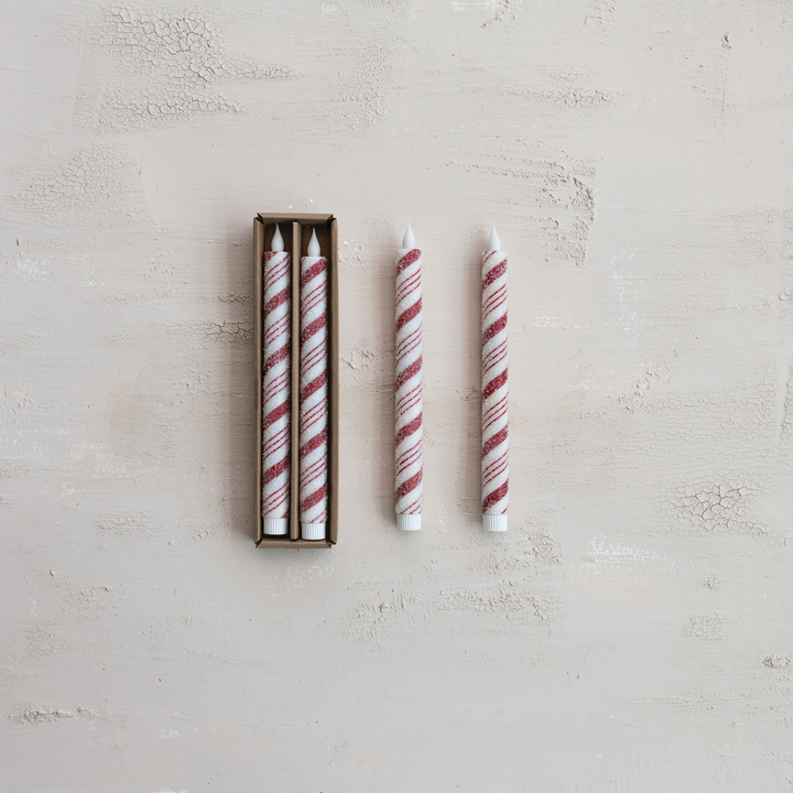 Peppermint Stick Flameless LED Taper Candle