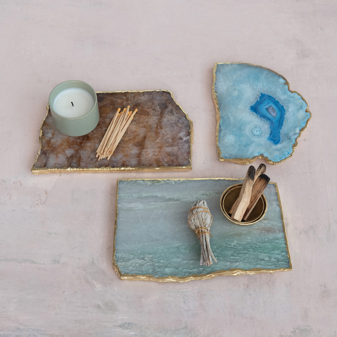 Agate Slab with Gold Electroplated Edge
