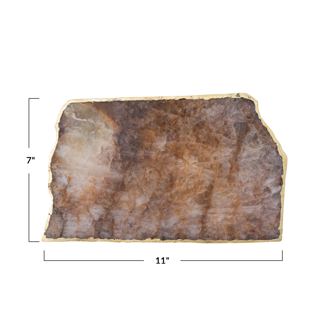 Agate Slab with Gold Electroplated Edge