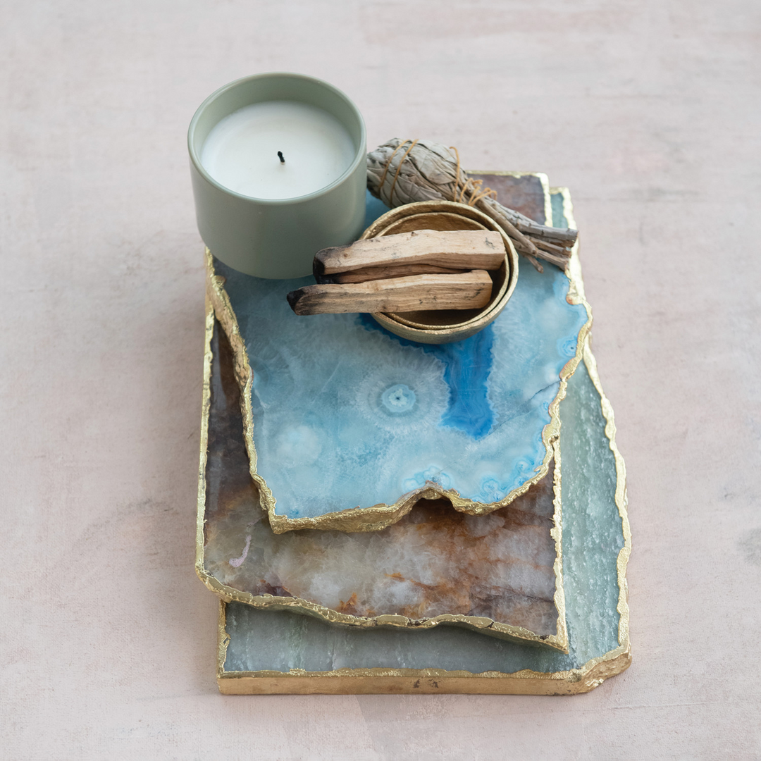 Agate Slab with Gold Electroplated Edge