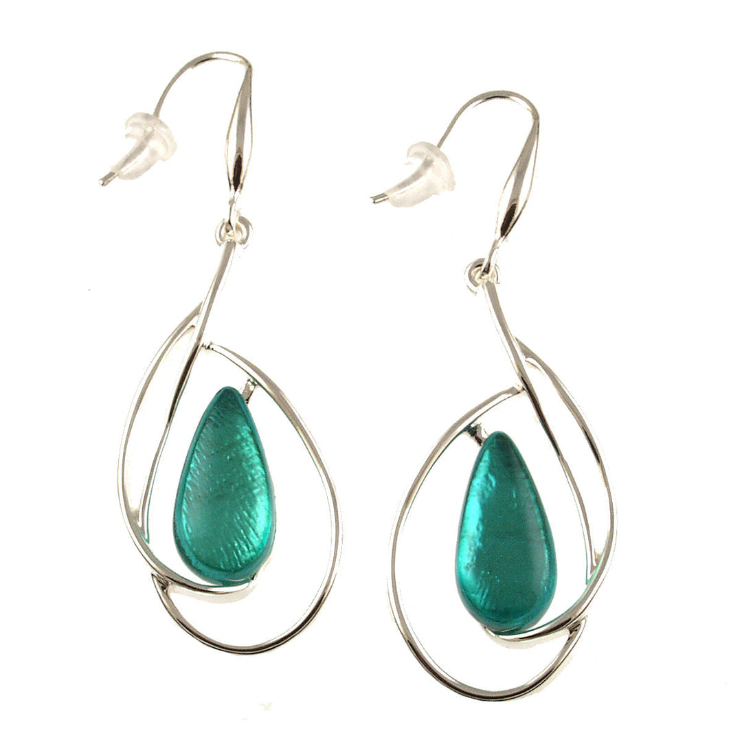 Silver Loop Stone Earrings