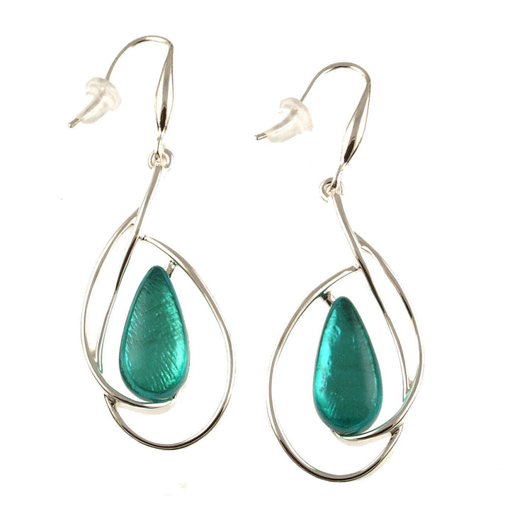 Silver Loop Stone Earrings