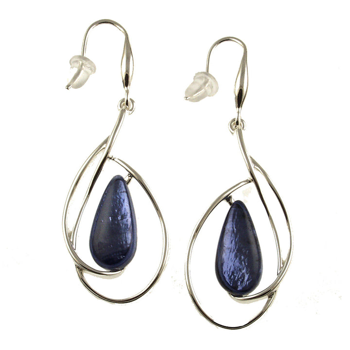 Silver Loop Stone Earrings